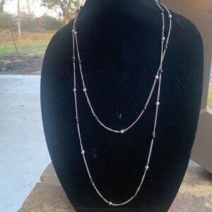 JEWELRY - 29in DaVinci Long Silver-Tone Chain Necklace Silver & Black beads